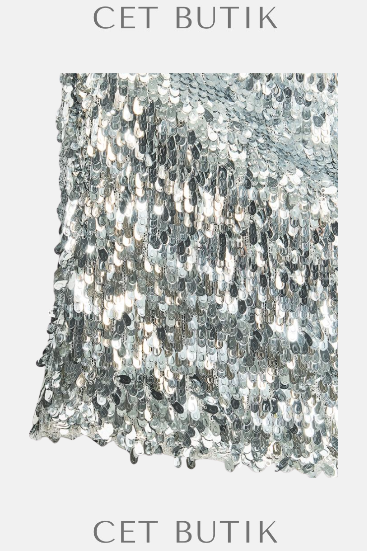 Zara Payetli Halter Üst – Gümüş / Silver