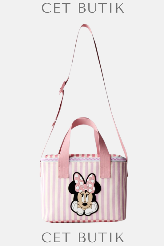 Zara Minnie Mouse Çizgili Disney Çanta