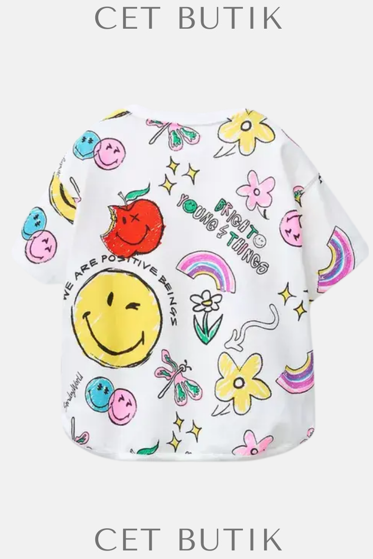 Zara Smileyworld ® Beyaz Baskılı Çocuk / Bebek Tişört