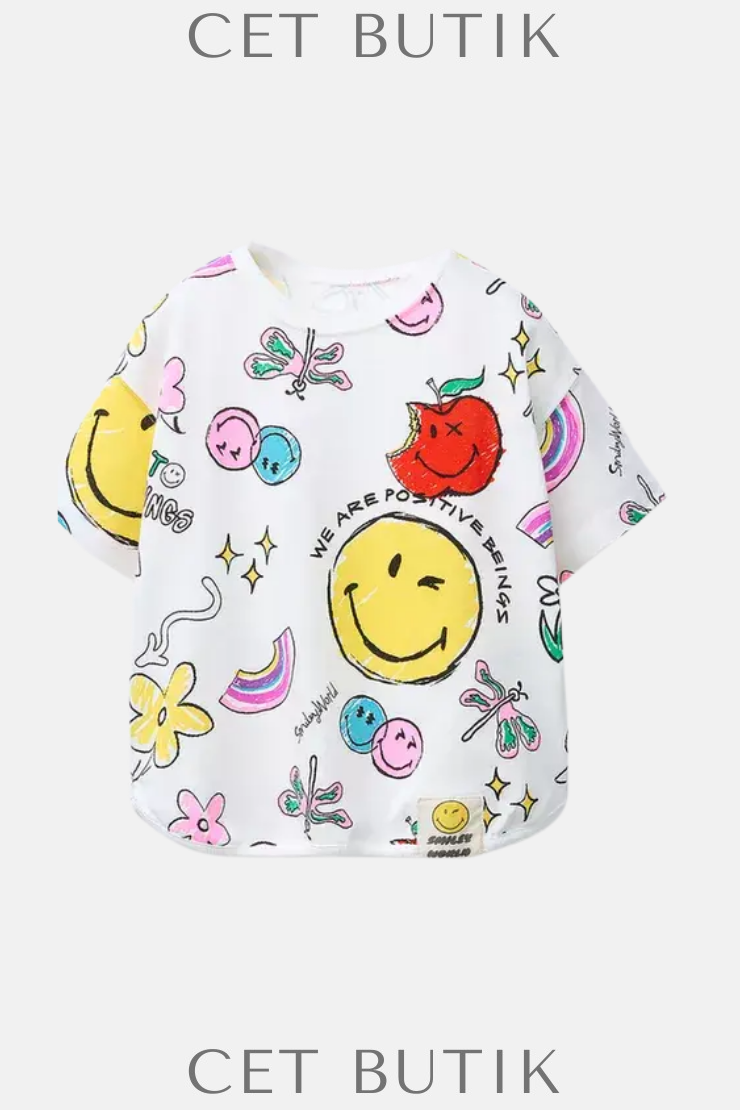 Zara Smileyworld ® Beyaz Baskılı Çocuk / Bebek Tişört