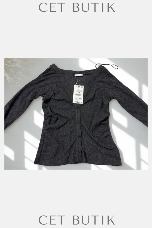 Zara Kadın Knit Büzgülü Bel Hırka
