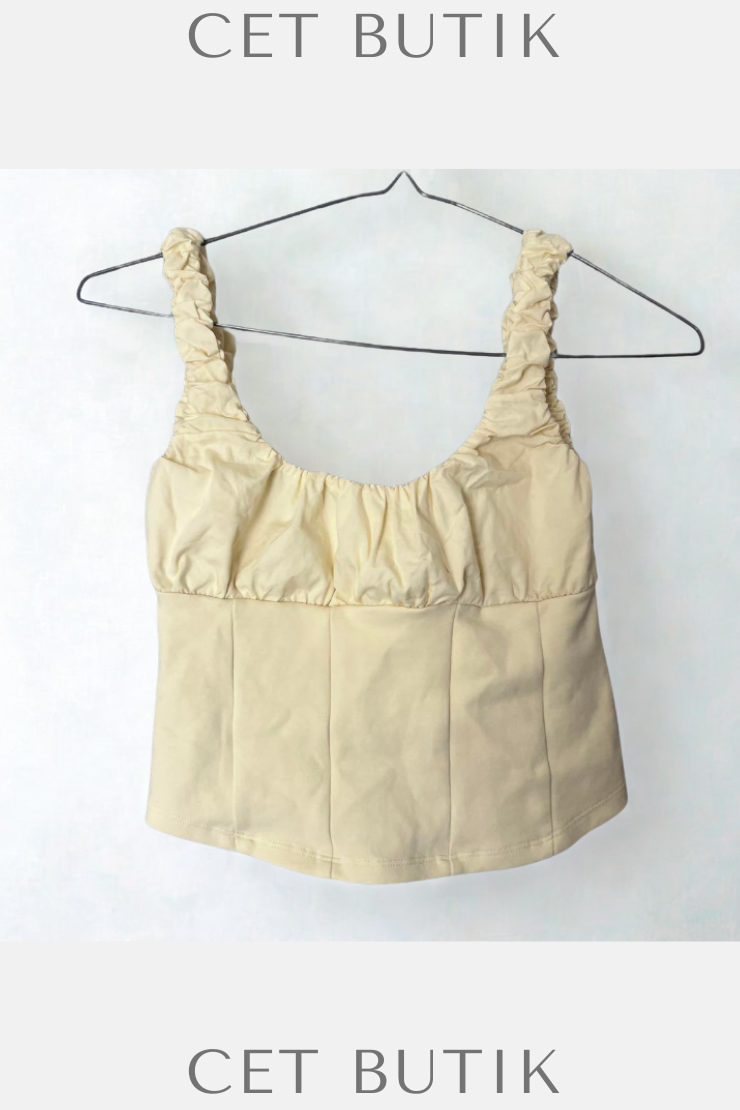 Zara Kontrast Detaylı Poplin Üst – Sarı