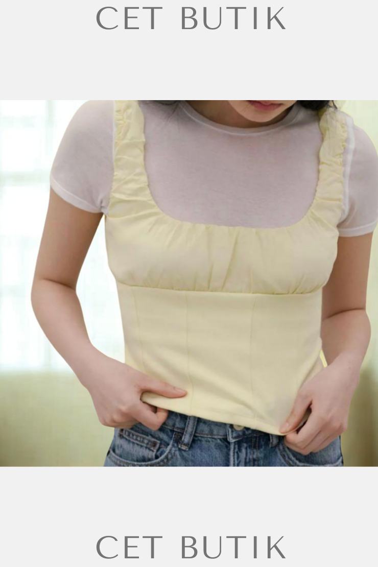 Zara Kontrast Detaylı Poplin Üst – Sarı