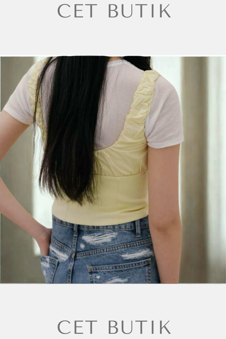 Zara Kontrast Detaylı Poplin Üst – Sarı