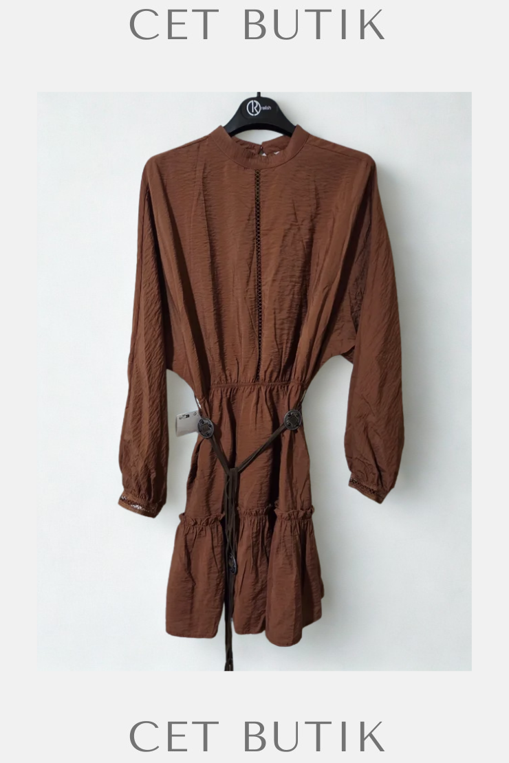 Kahverengi Boho Chic Elbise – Zarif Bohem Stil
