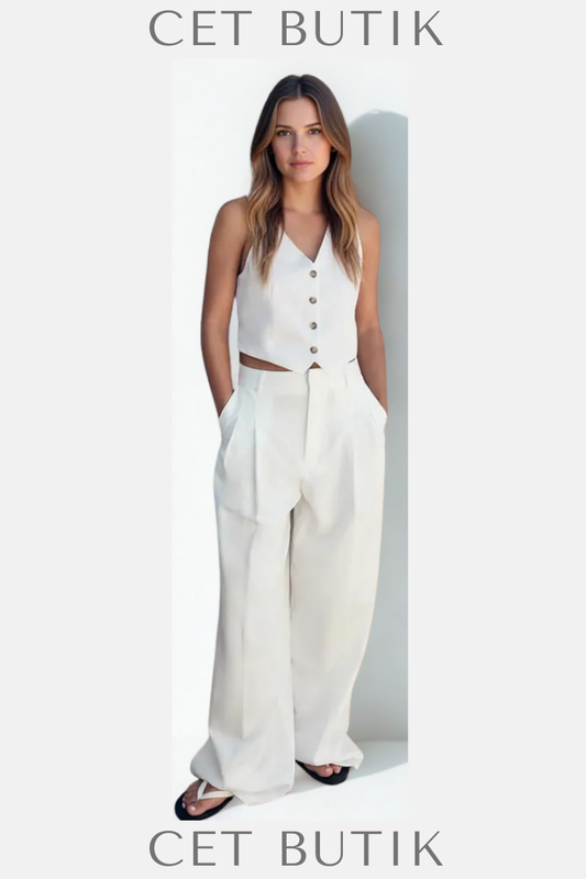 Zara Pilili Pantolon – Ekru / Pleated Pants