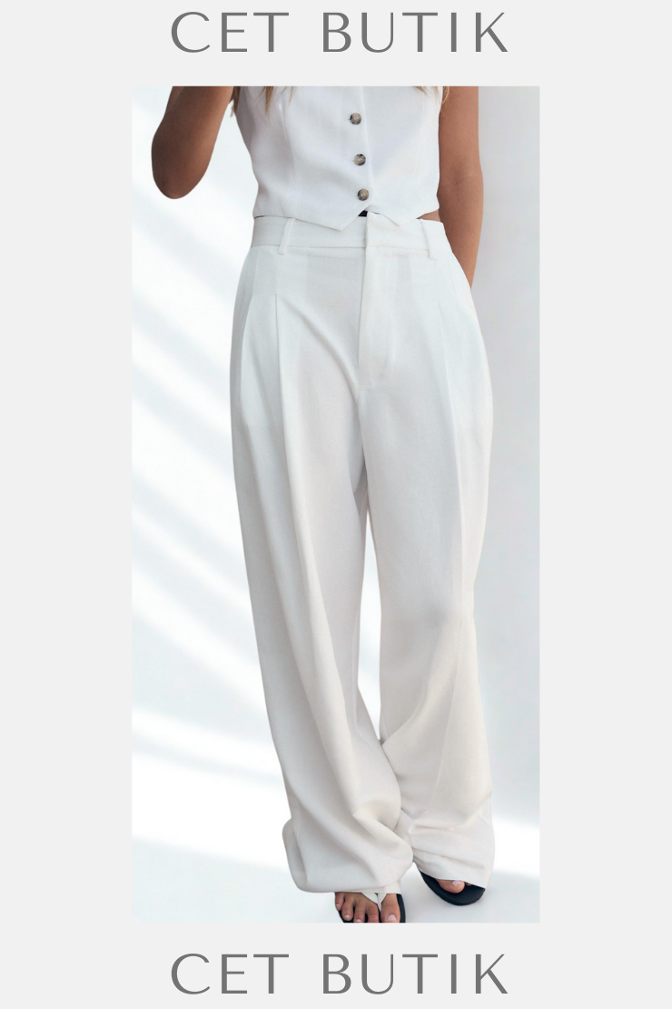 Zara Pilili Pantolon – Ekru / Pleated Pants