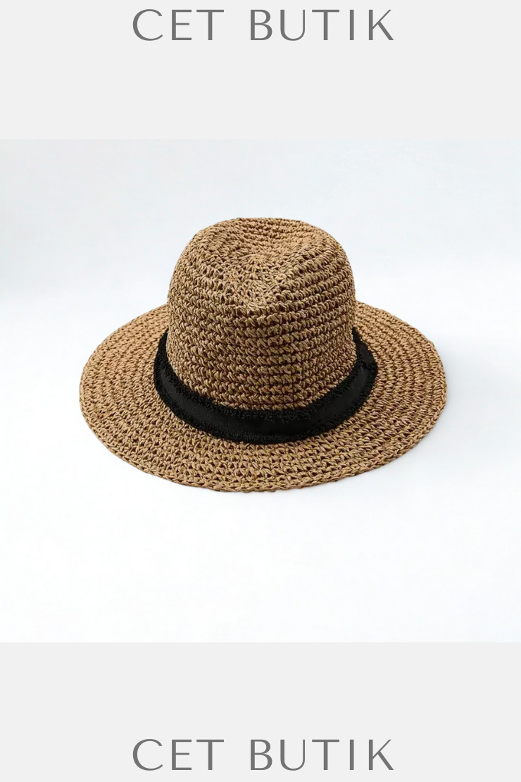 Zara Kontrast Bantlı Şapka – Açık Bej / Wide Brim Hat
