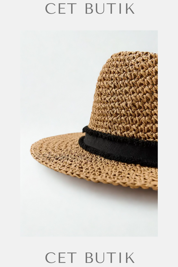 Zara Kontrast Bantlı Şapka – Açık Bej / Wide Brim Hat
