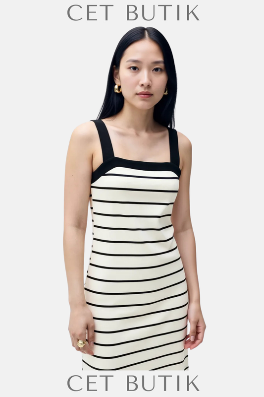 Mango Çizgili Midi Elbise – Striped Midi Dress