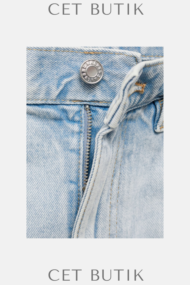 Mango Açık Mavi Yırtık Uçlu Denim Etek