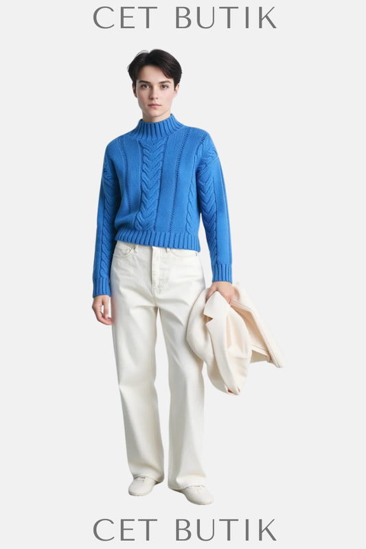 Mango Örgü Perkins Yaka Kazak – Braided Sweater