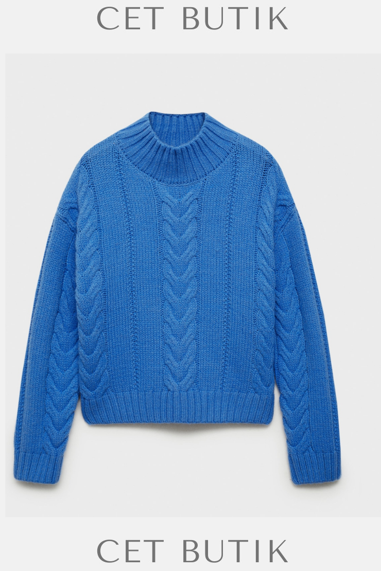 Mango Örgü Perkins Yaka Kazak – Braided Sweater