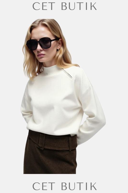 Mango Perkins Yaka Fermuarlı Kazak – Zipped Sweater
