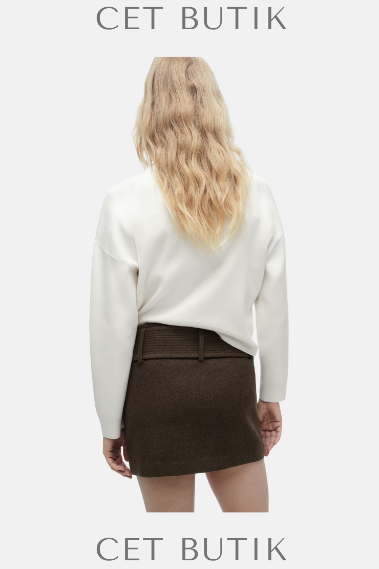 Mango Perkins Yaka Fermuarlı Kazak – Zipped Sweater