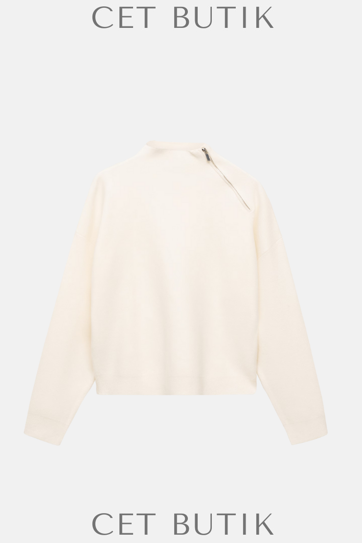 Mango Perkins Yaka Fermuarlı Kazak – Zipped Sweater