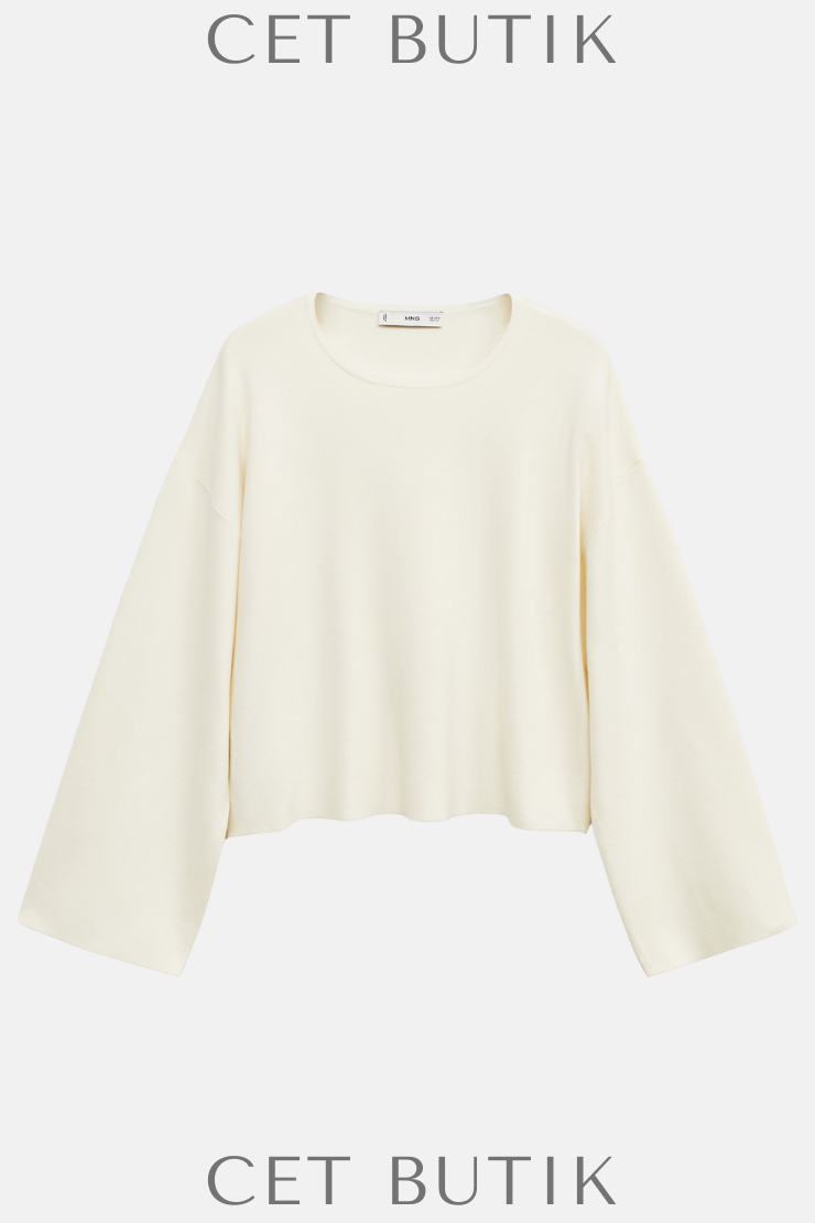 Mango Oversize Kollu Örme Kazak