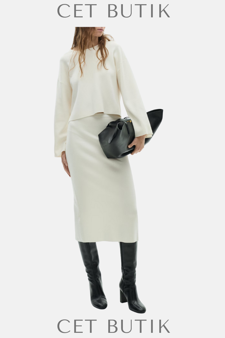 Mango Oversize Kollu Örme Kazak