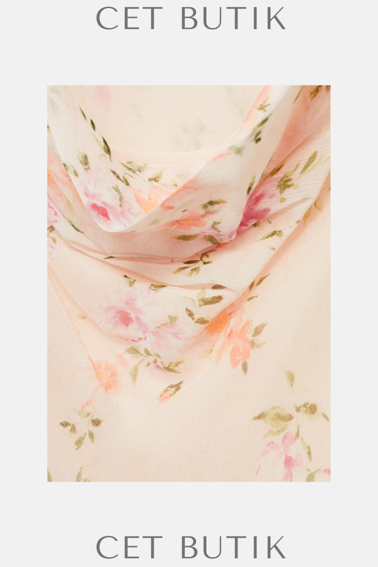 Mango Floral Draped Elbise – Uzun Çiçek Desenli Drapeli Elbise
