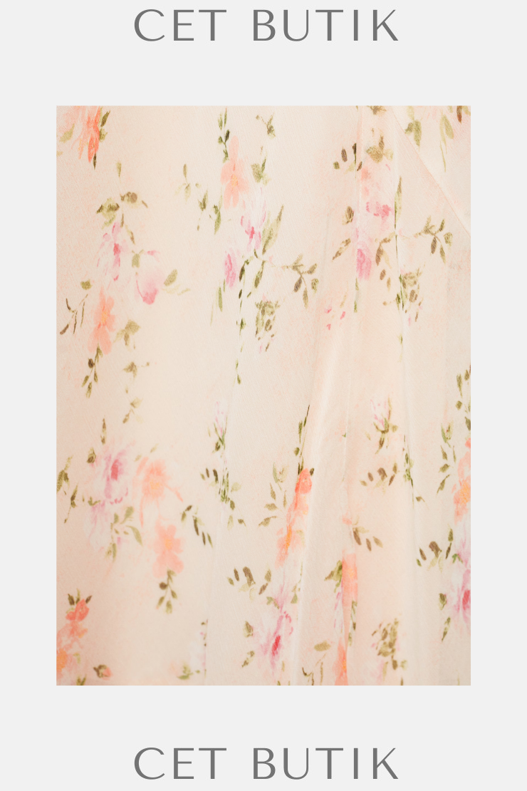 Mango Floral Draped Elbise – Uzun Çiçek Desenli Drapeli Elbise