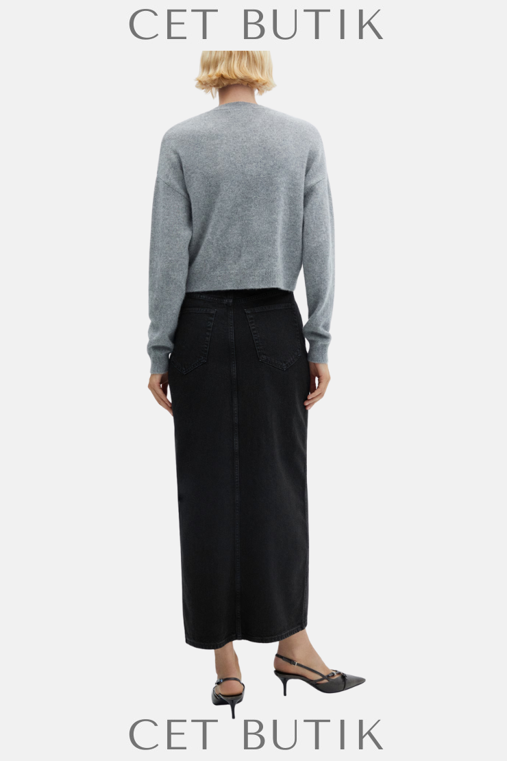 Mango Uzun Yırtmaçlı Kot Etek – Slit Denim Skirt