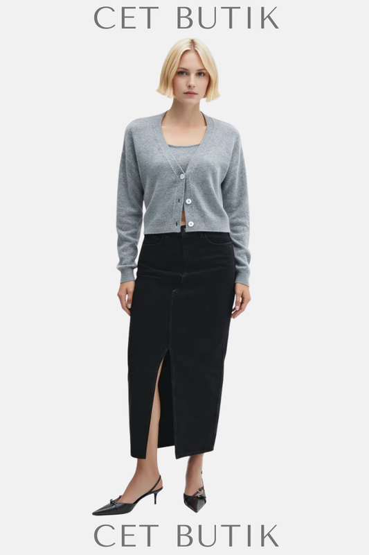 Mango Uzun Yırtmaçlı Kot Etek – Slit Denim Skirt
