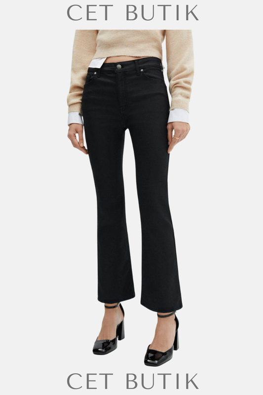 Mango Siyah Kaplamalı Normal Bel Pantolon – Coated Regular Waist