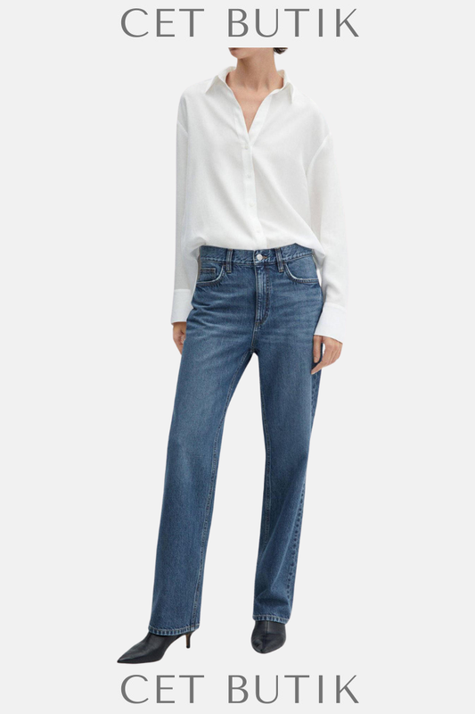 Mango Medium Blue Straight Leg Jean