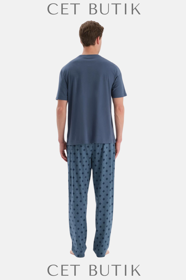 Dagi Indigo Pat & Cep Detaylı Tişört Takım – Pijama & Ev Giyim