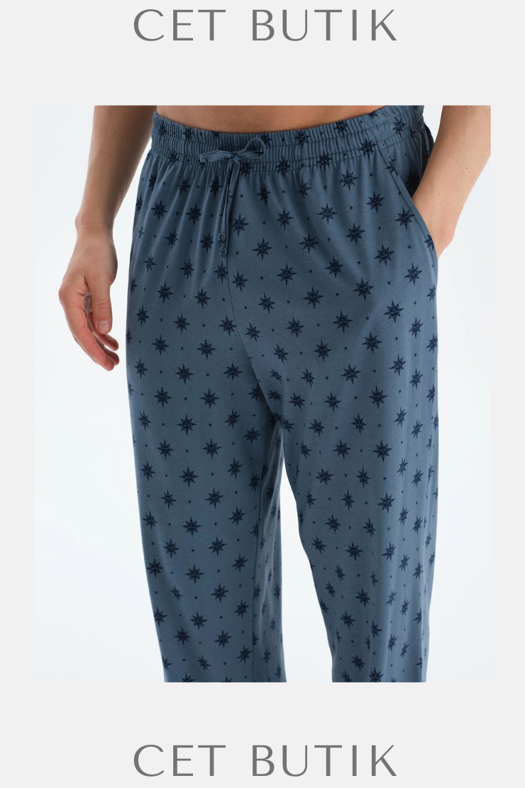 Dagi Indigo Pat & Cep Detaylı Tişört Takım – Pijama & Ev Giyim
