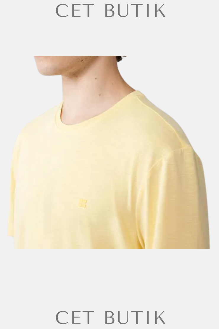 AVVA Erkek Sarı Bisiklet Yaka Basic T-Shirt