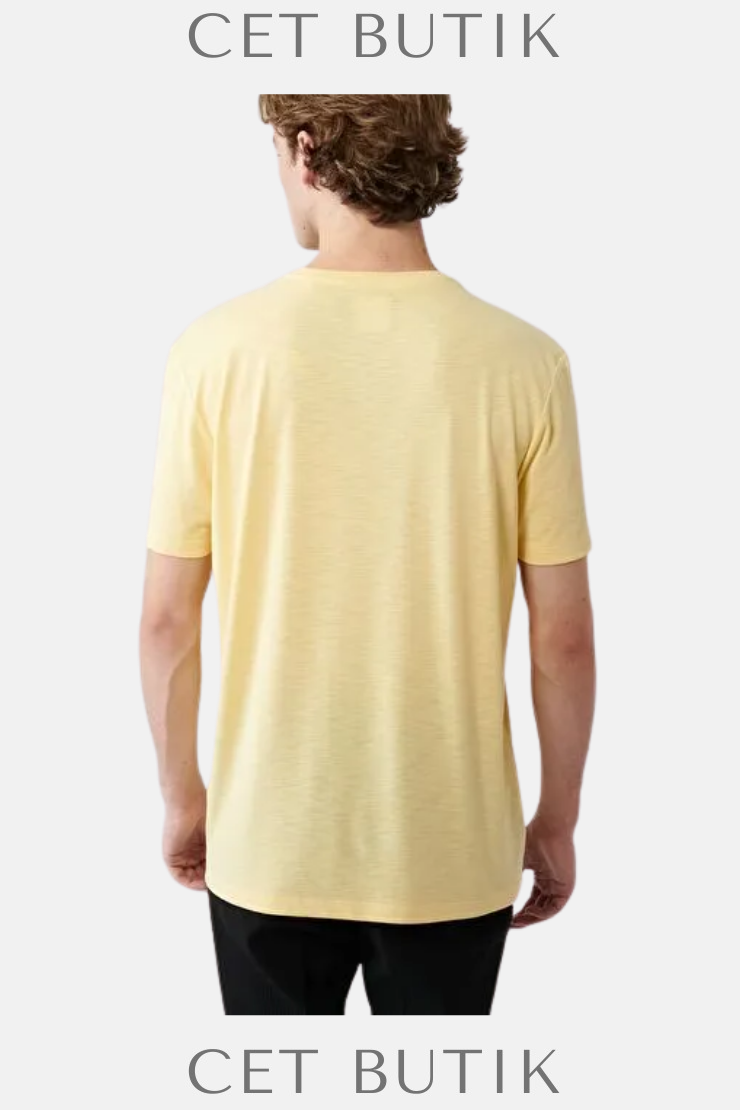 AVVA Erkek Sarı Bisiklet Yaka Basic T-Shirt