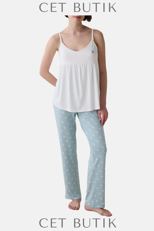Penti Mama Solid Kırık Beyaz Atlet Pijama Üstü – Rahat & Esnek