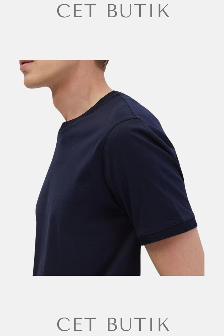 Ramsey Erkek Marine (Lacivert) Basic Bisiklet Yaka T-Shirt – Regular Fit