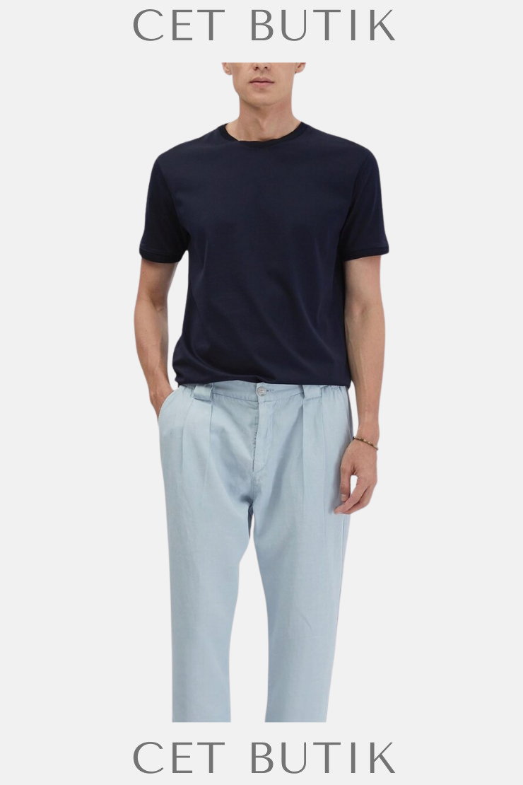 Ramsey Erkek Marine (Lacivert) Basic Bisiklet Yaka T-Shirt – Regular Fit