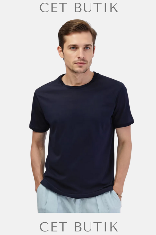 Ramsey Erkek Marine (Lacivert) Basic Bisiklet Yaka T-Shirt – Regular Fit