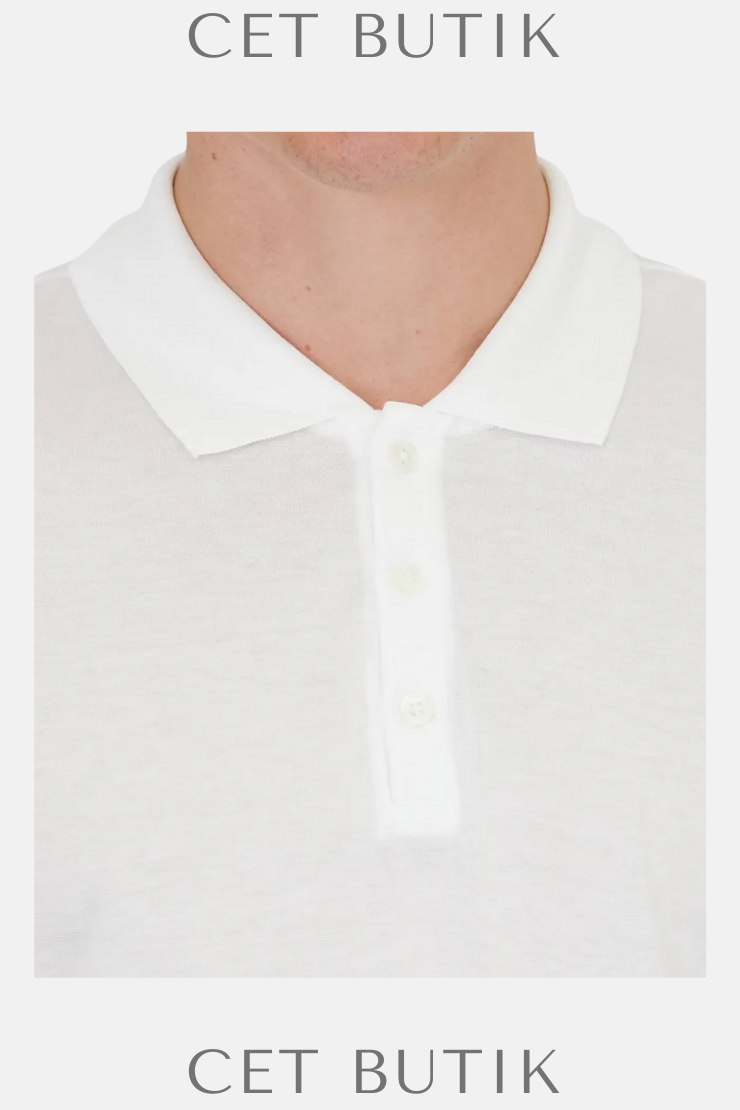Ramsey White Plain Polo Neck Cotton Blended T-Shirt