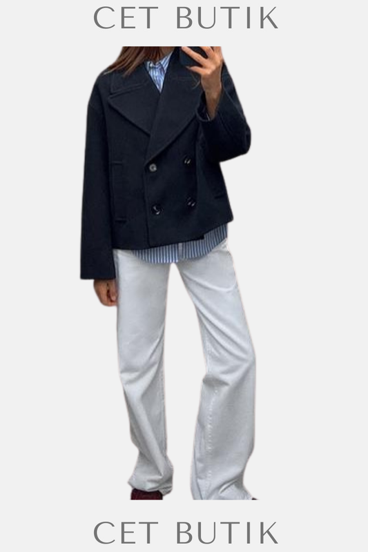 Zara Kruvaze Kısa Kaban – Kışlık Polyester / Akrilik Harmanı