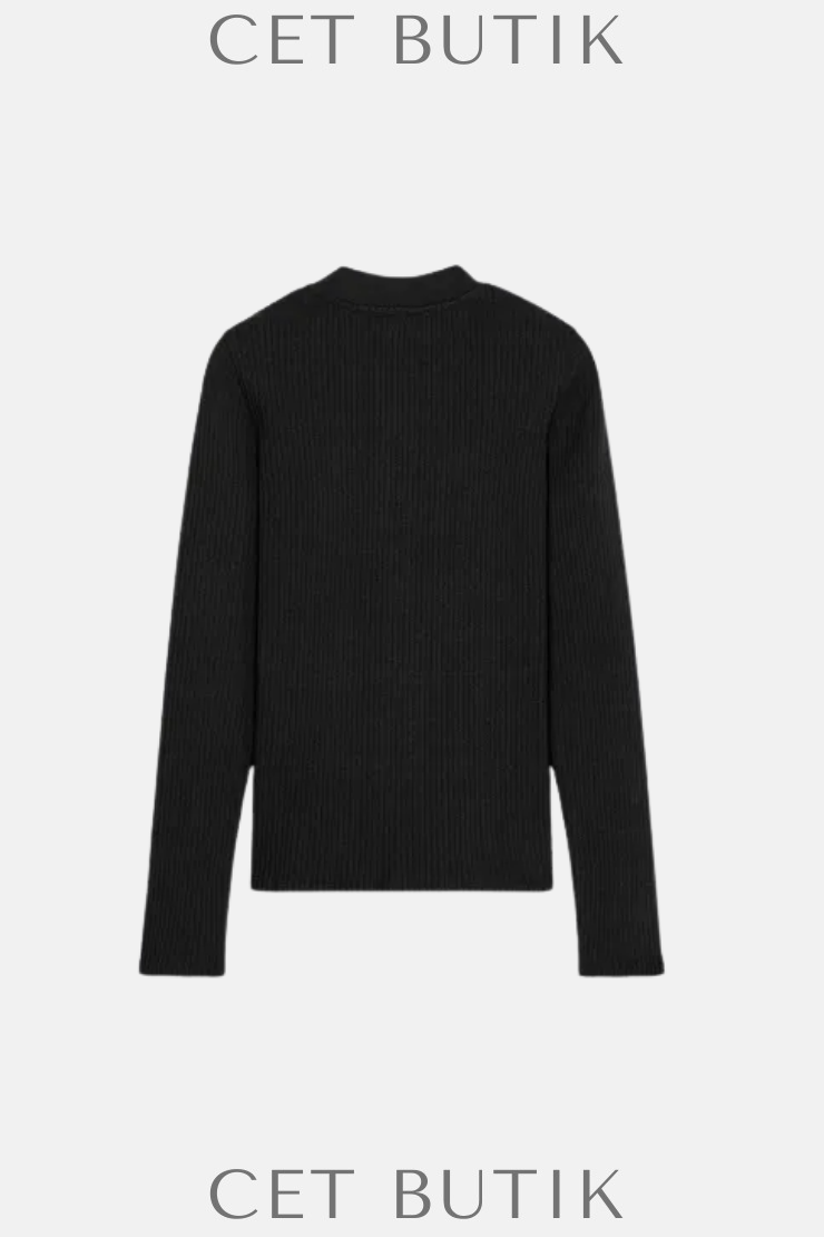 Zara Ribbed Düğmeli Üst – Siyah