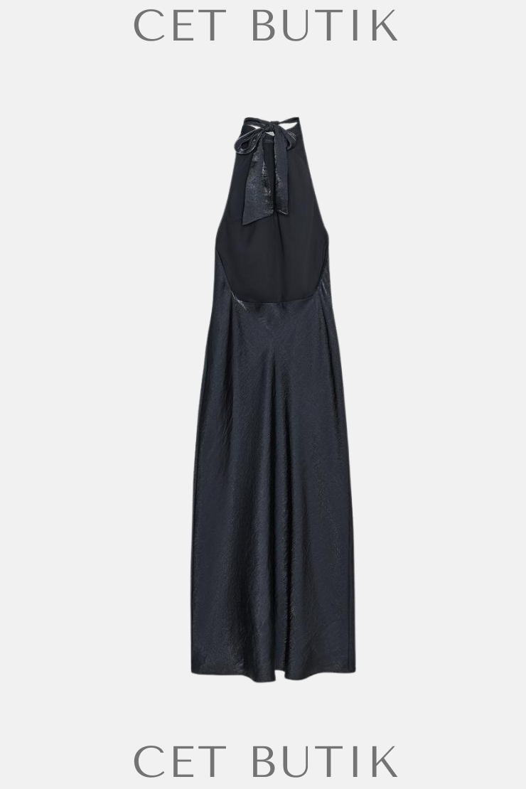 Zara Siyah Saten Strappy Open Back Camisole Top