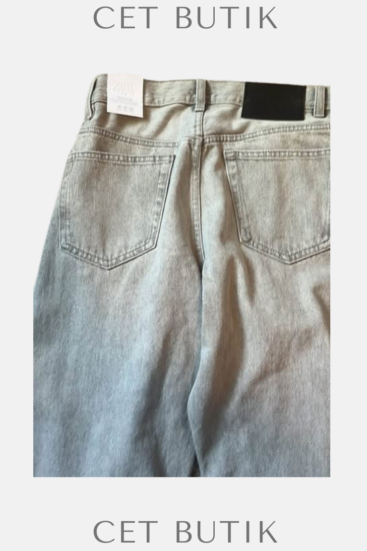 Zara Gri Tonlu Kot Jean Pantolon