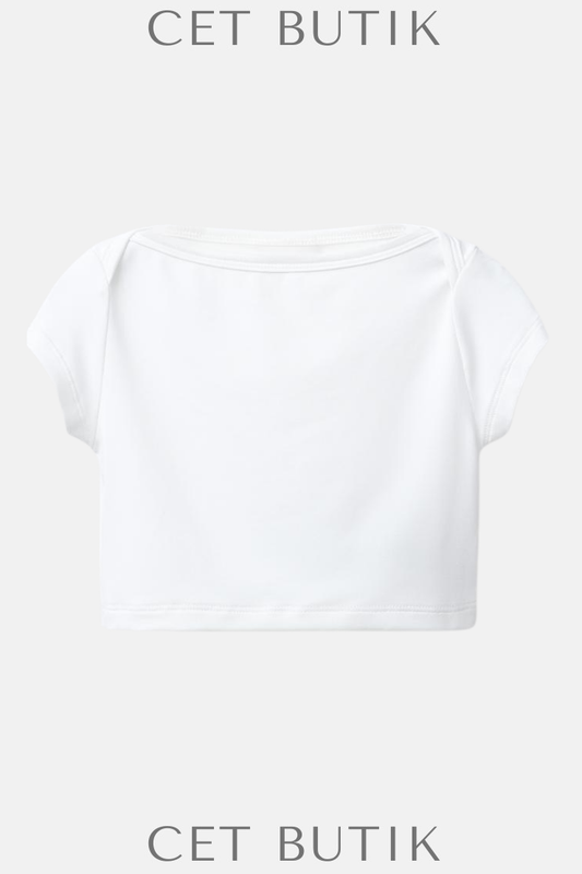 Zara Beyaz Slim Fit Stretch Cropped Top