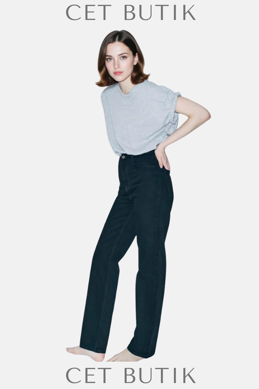 Zara ZW Collection Slim Fit High-Waist Siyah Jean Pantolon