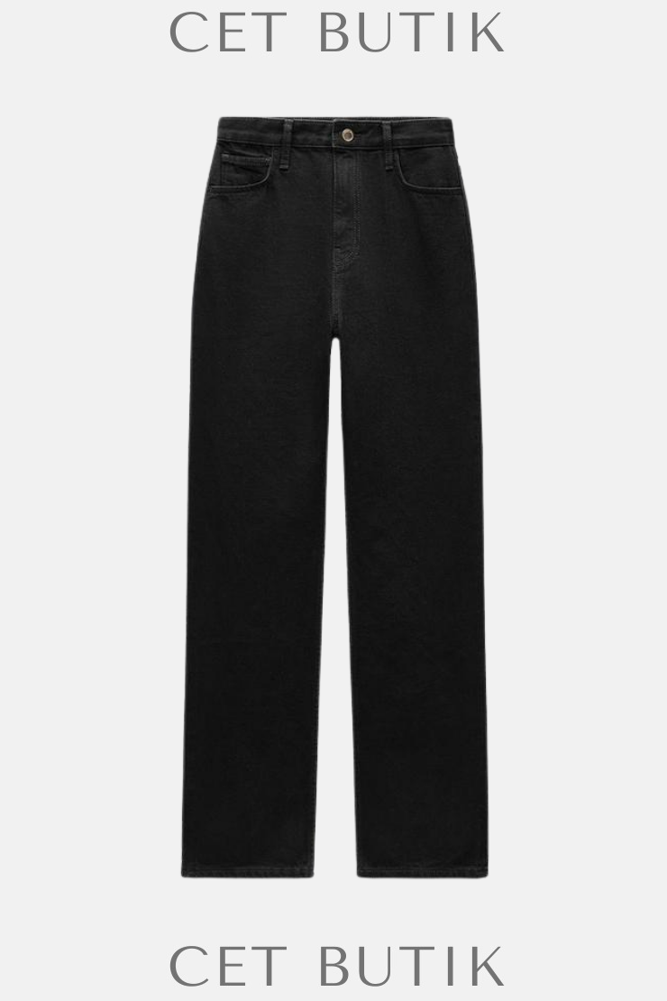 Zara ZW Collection Slim Fit High-Waist Siyah Jean Pantolon