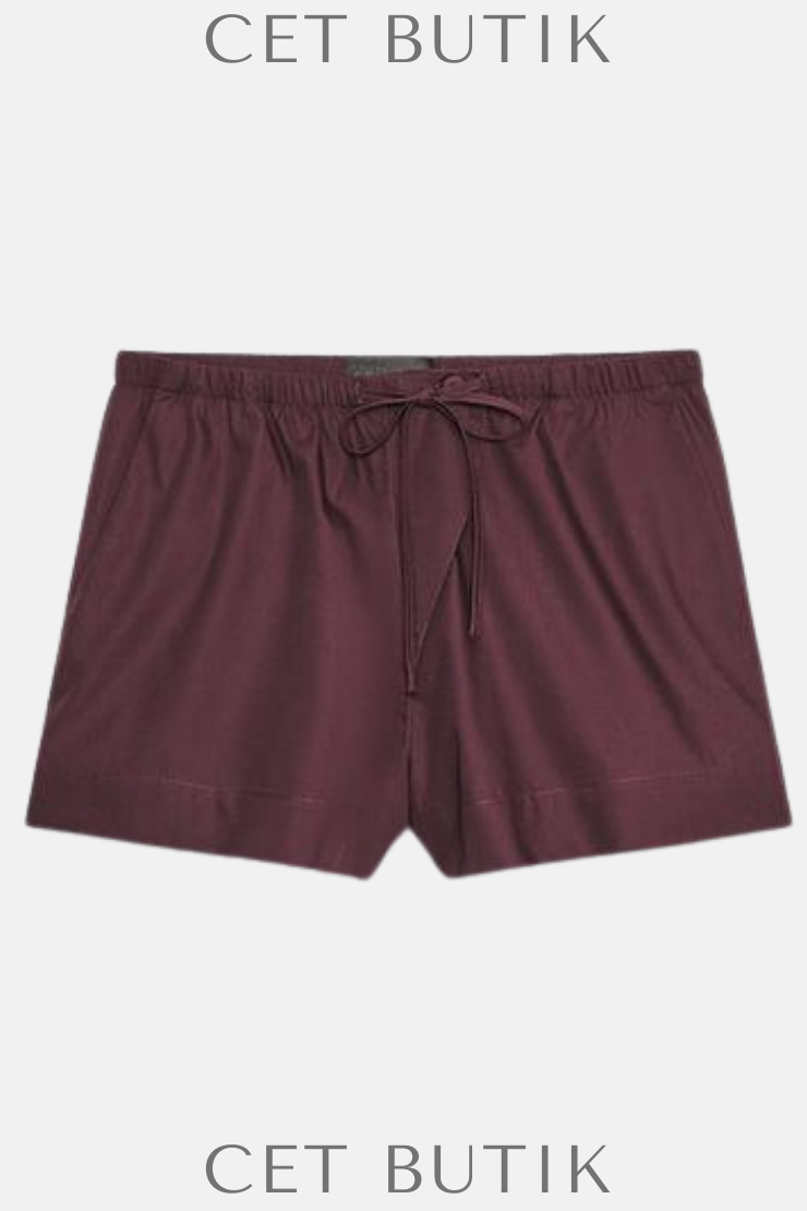 Zara Poplin Mini Şort – Burgonya / Burgundy