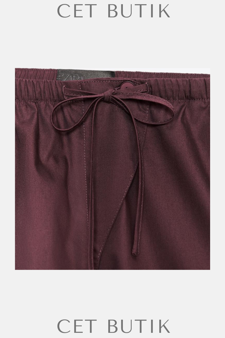 Zara Poplin Mini Şort – Burgonya / Burgundy