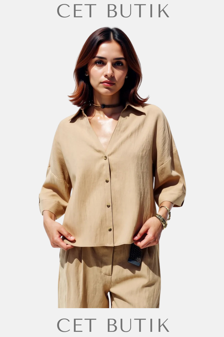 Zara Wide Short Sleeve Shirt – Mid Camel