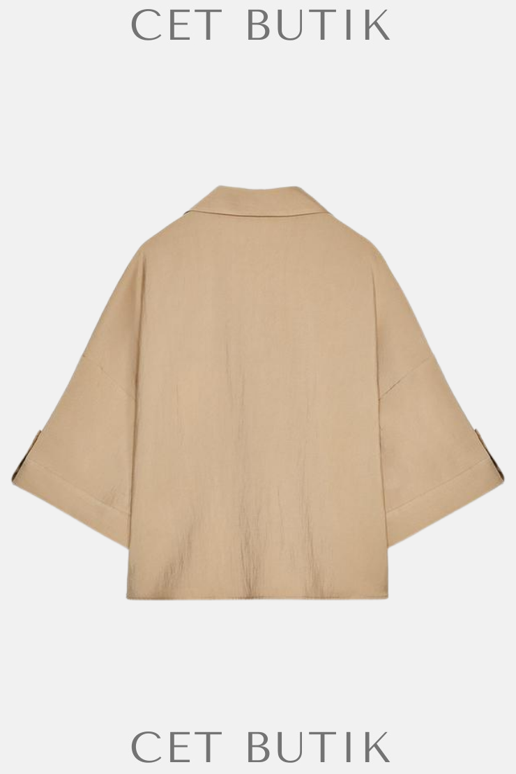 Zara Wide Short Sleeve Shirt – Mid Camel