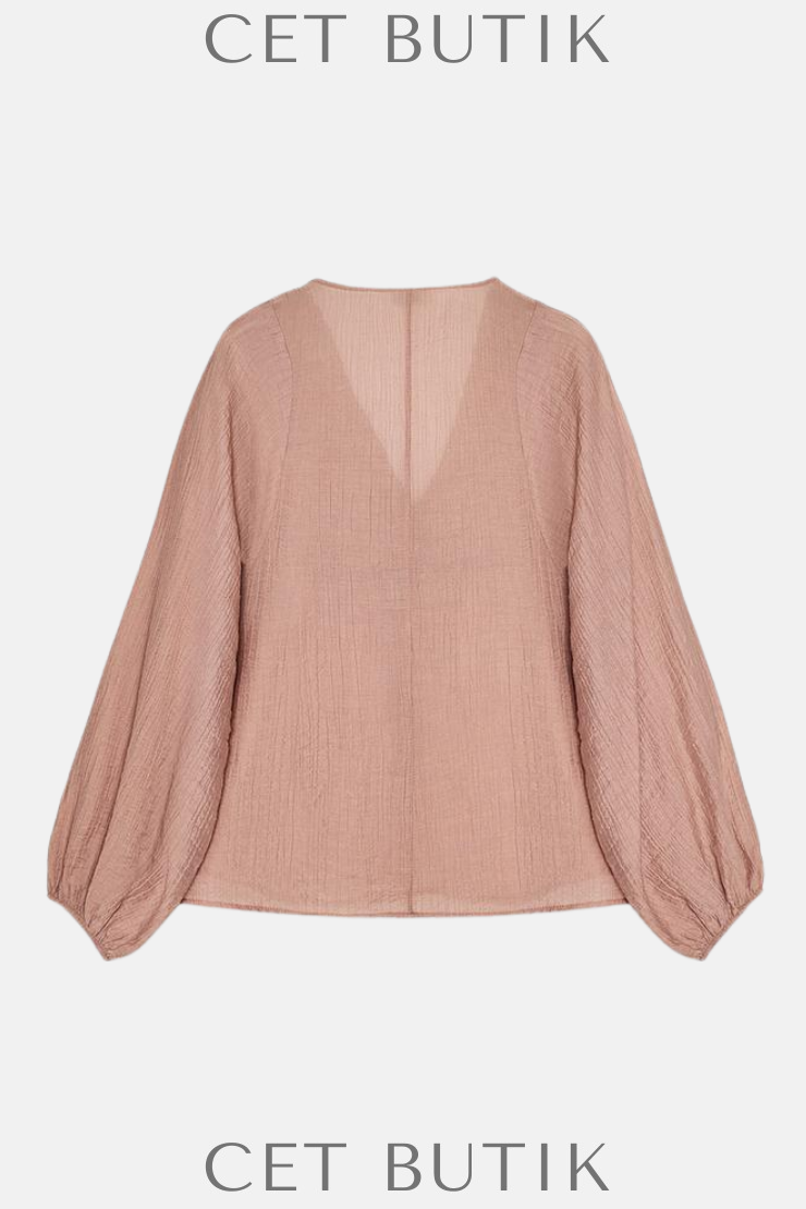 Zara Dantel Kroşe Detaylı Textürlü Bluz – Pink Wood