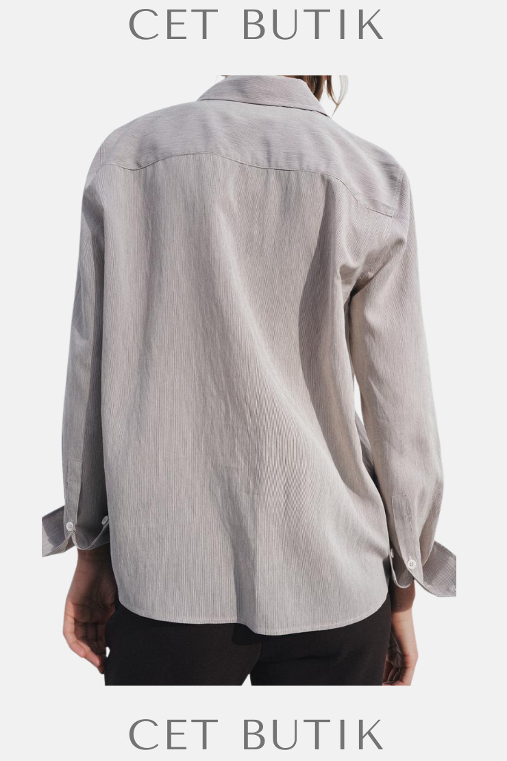 Zara ZW Collection Çizgili Bej/Kahverengi Bluz